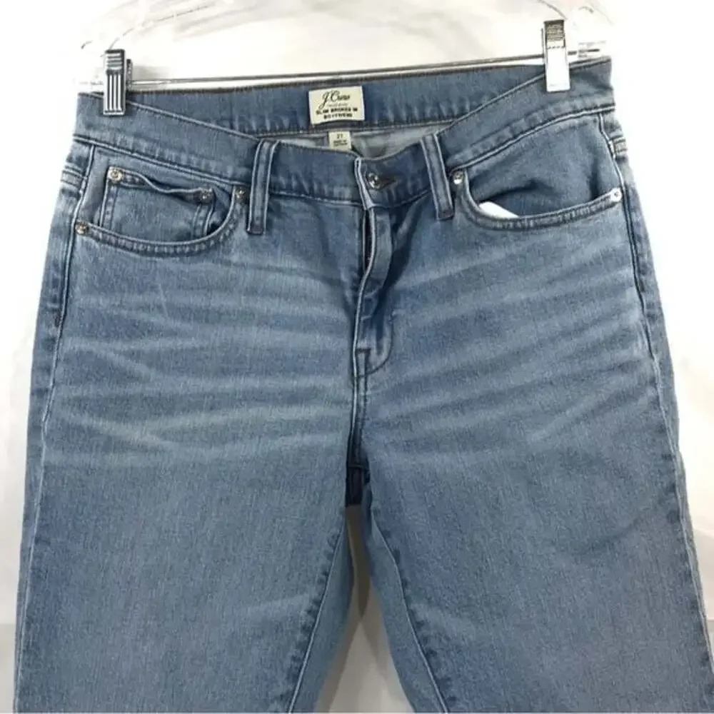J. Crew Broken in Slim Boyfriend Jeans in Light Wash Raw Hem